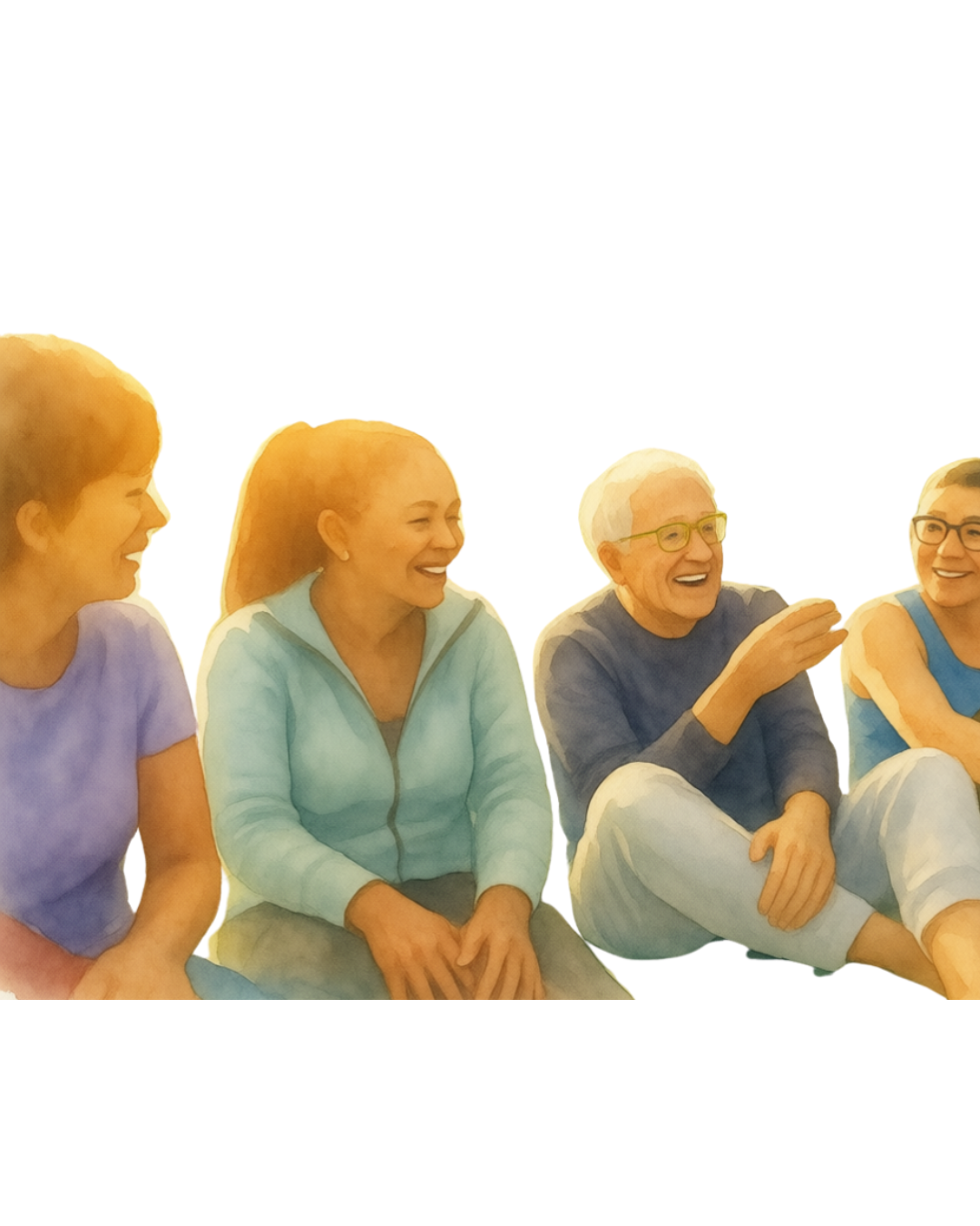 People sitting together, smiling and connected